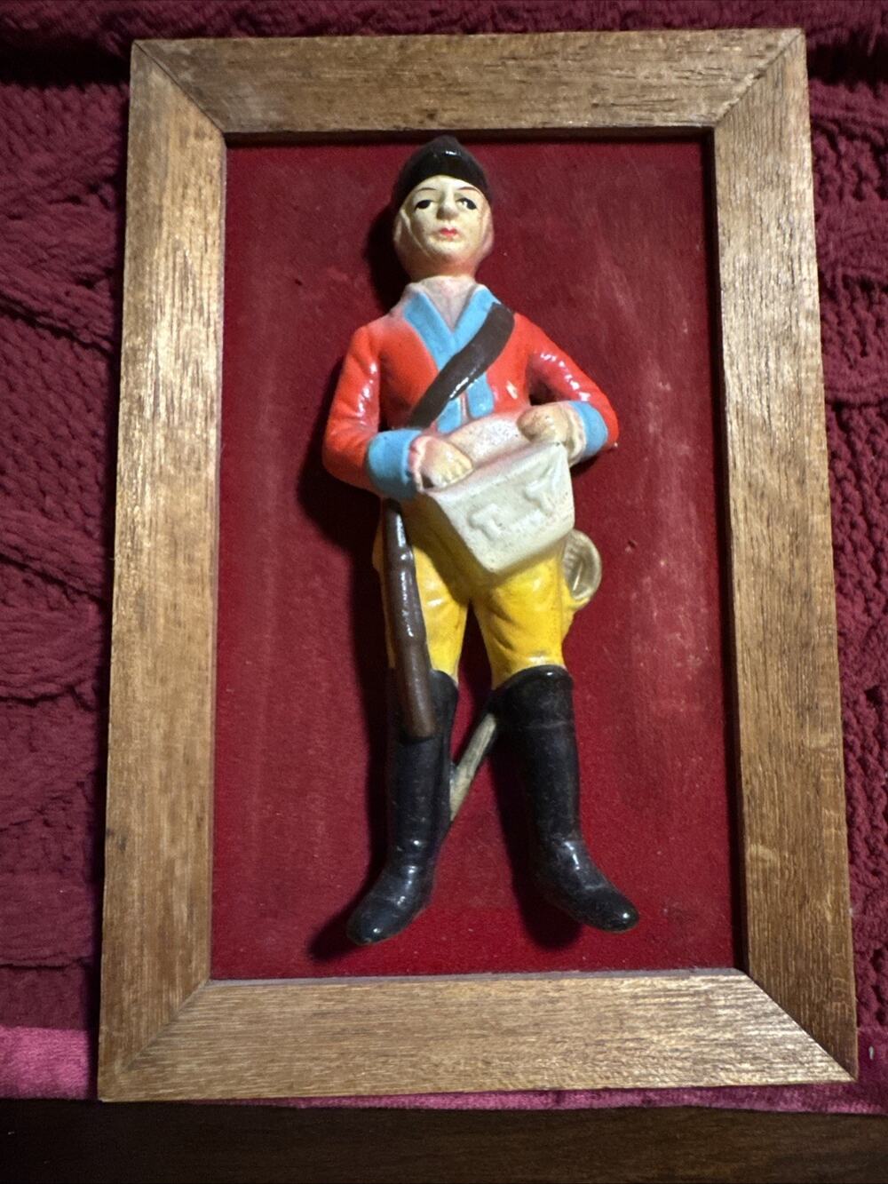 VTG Revolutionary War Soldier Minute Men Wall Plaque Wood Frame